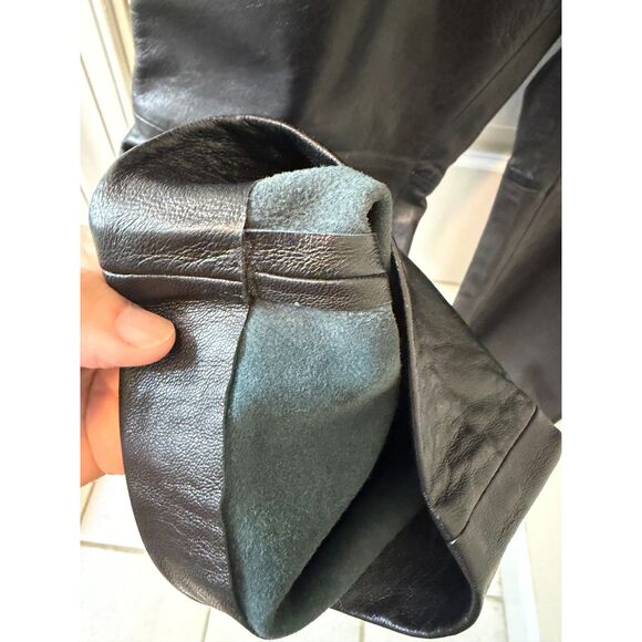 Vintage 90s Willi Smith Lambskin Leather Trousers Size 10 Mid Rise - Picture 6 of 6